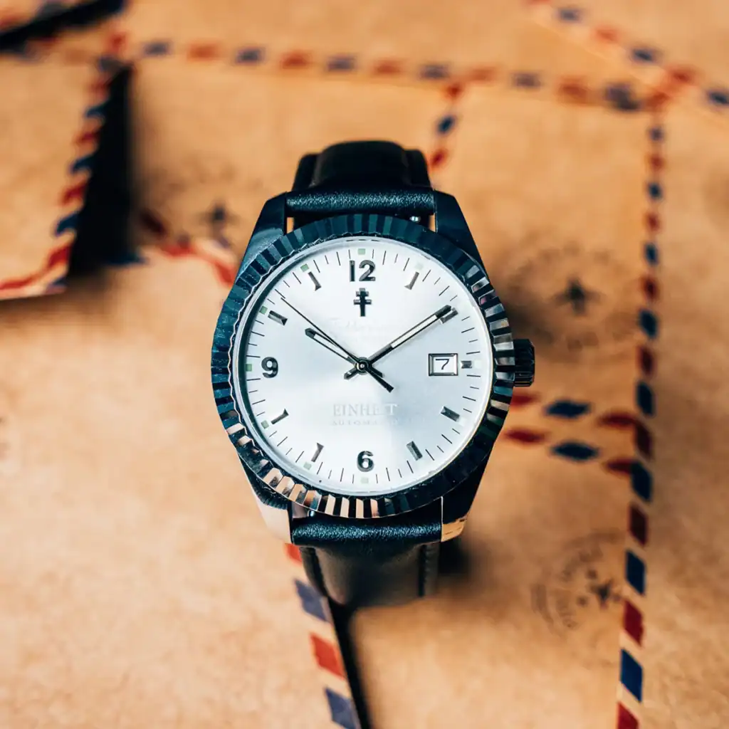 Einheit dress watch, Legacy Silver dial, made in Indiana, American watch, Indiana watch brand, Automatic watch movement