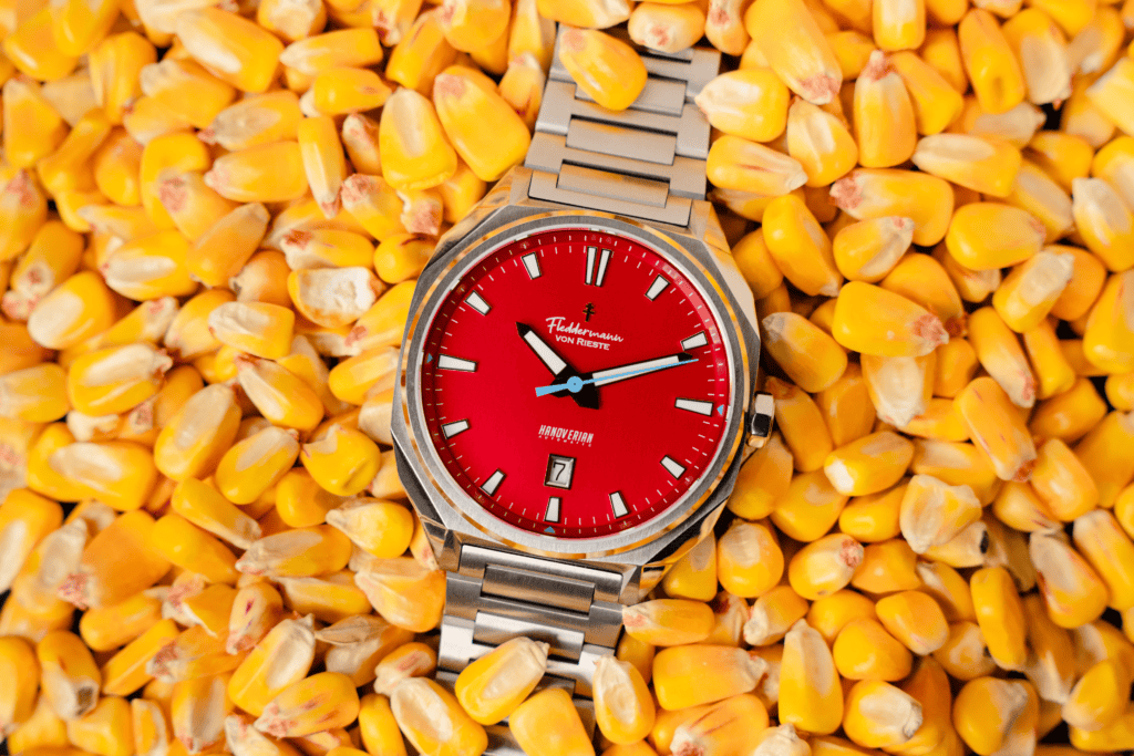 Hoosier Heritage Hanoverian limited edition, Cardinal Red and Cornflower Blue dial, made in Indiana, automatic watch