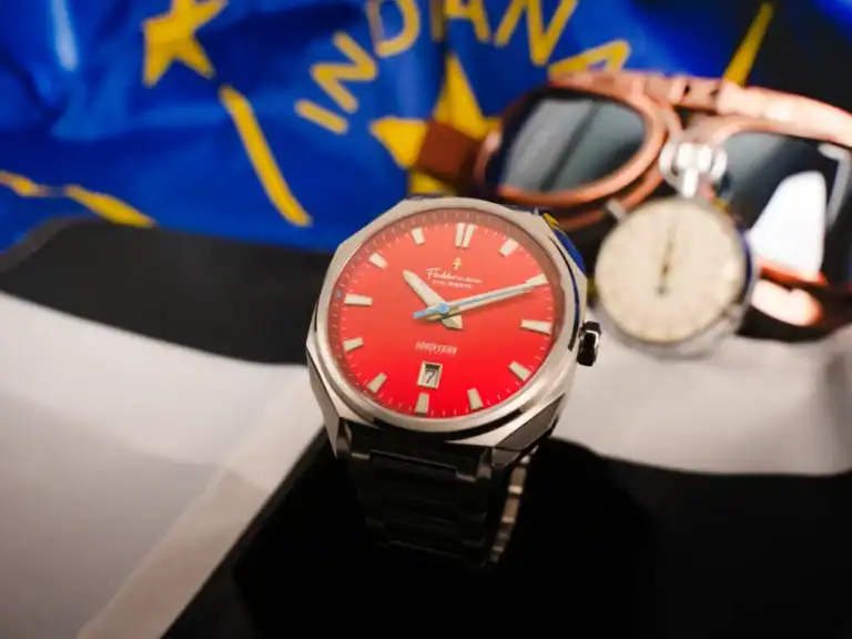 Hoosier Heritage Hanoverian limited edition, Cardinal Red and Cornflower Blue dial, made in Indiana, automatic watch