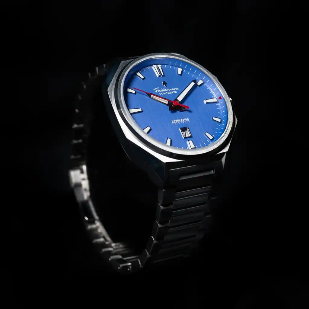 Hoosier Heritage Hanoverian limited edition, Cornflower Blue and Cardinal Red dial, made in Indiana, Indiana watch company
