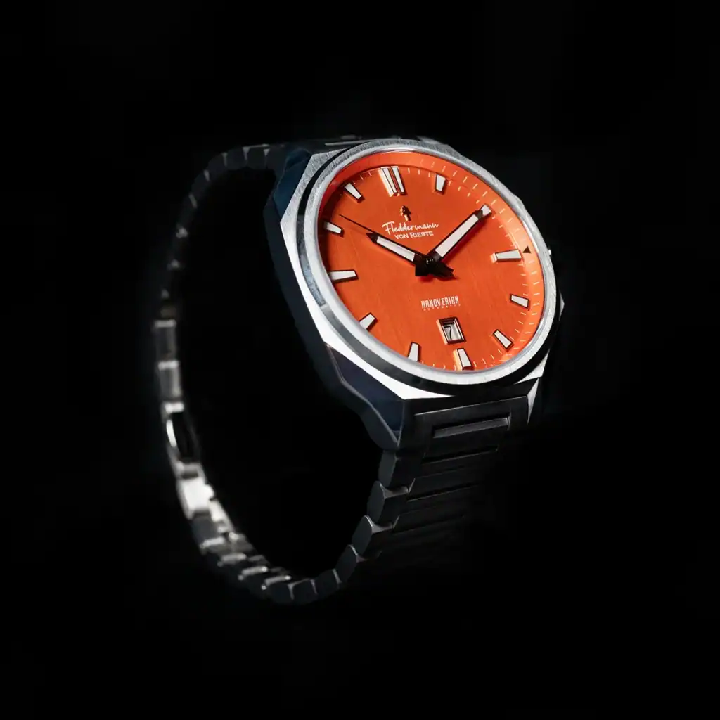 Hoosier Heritage Hanoverian limited edition, Harvest Orange dial, made in Indiana, Indiana watch company, self-winding watch