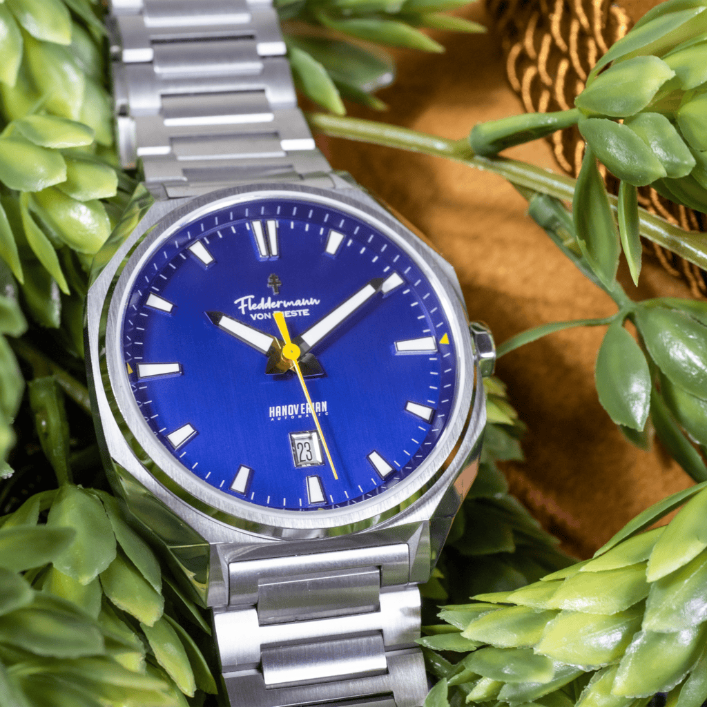 Hanoverian sport watch, Sapphire Navy Blue dial, American-assembled automatic, Indiana Watch company