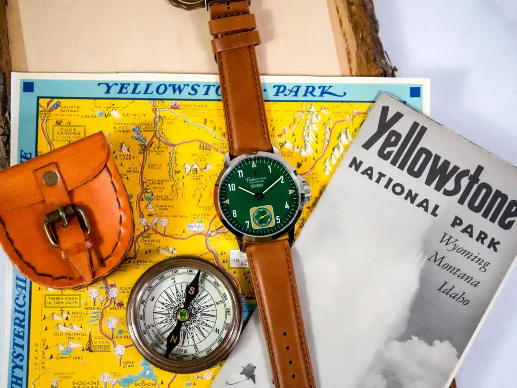 Munchner small seconds watch, Victory Green dial, American dress watch, American-assembled, Indiana watch company