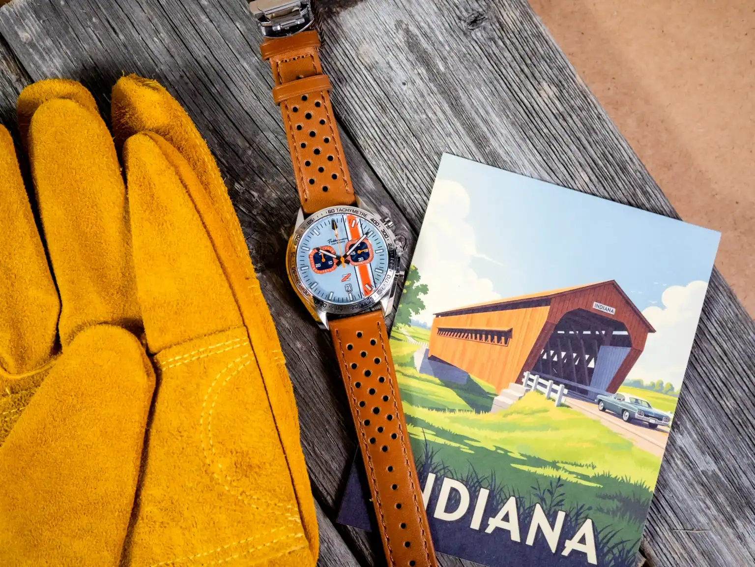 Zeitfahren chronograph, Endurance Blue dial, made in Indiana