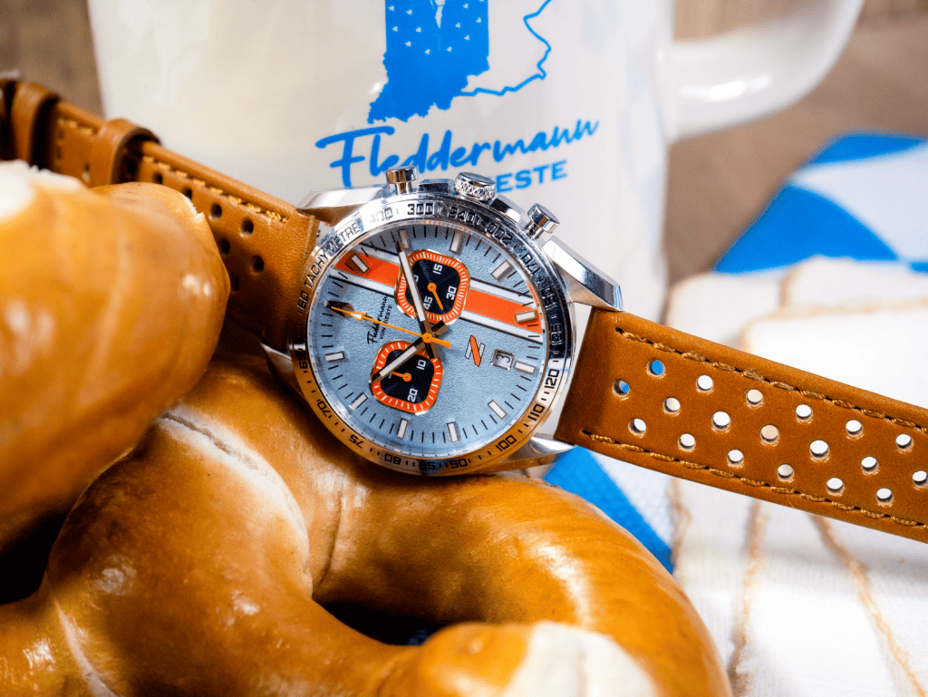 Zeitfahren chronograph, Endurance Blue dial, made in Indiana